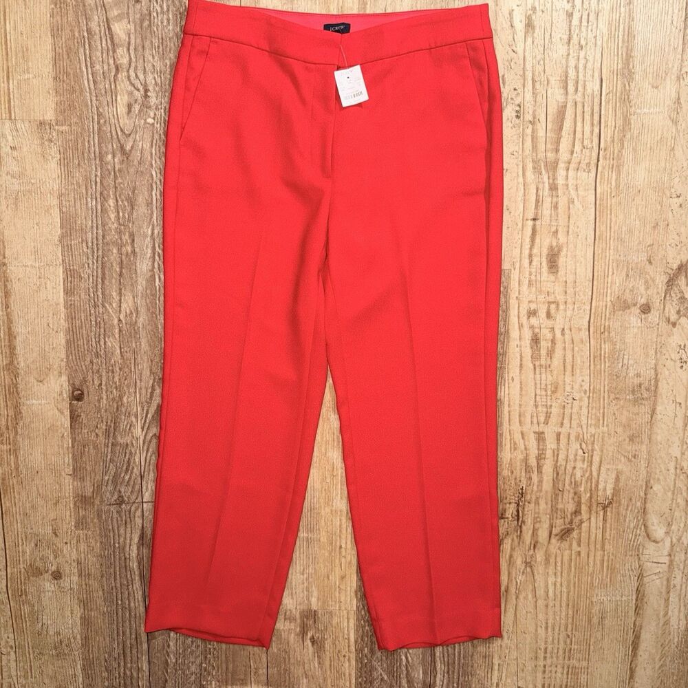 J. Crew Cropped Pants Size 10 NWT Red Straight Leg